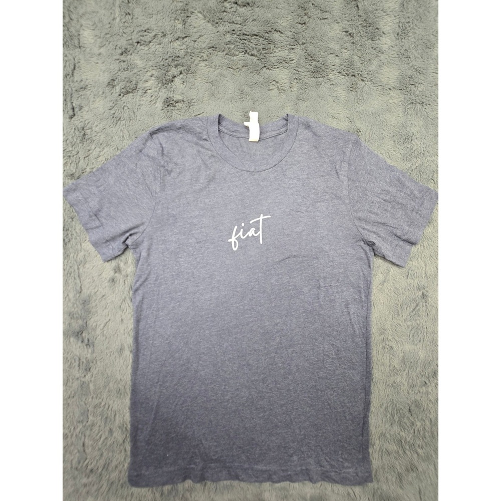 Bella Canvas Womens Fiat Script Graphic T-Shirt Heather Navy Blue Size M 3001CVC